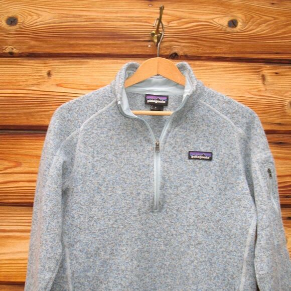 Patagonia Better Sweater 1/4 Zip Pullover Top Light Blue Gray - Picture 3 of 8